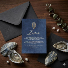 Cartão De Informações Detalhes do Casamento Royal Navy Blue Ocean