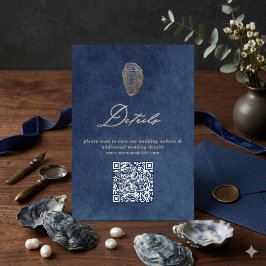 Cartão De Informações Detalhes do Casamento Royal Navy Blue Ocean