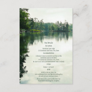 Cartão De Informações Detalhes do casamento russo do reflexo do lago de