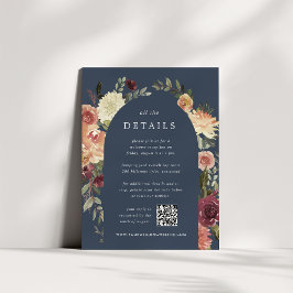 Cartão De Informações Detalhes do Casamento Rustic Bloom All-in-One
