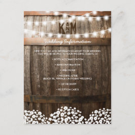 Cartão De Informações Detalhes do Casamento Rustic Country | String de l