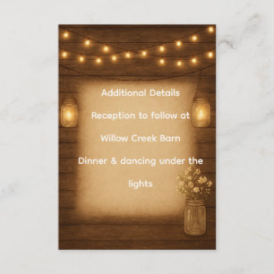 Cartão De Informações Detalhes do Casamento Rustic Mason Jar Inserir