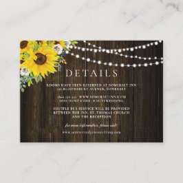 Cartão De Informações Detalhes do Casamento Rustic Sunflower Greenery