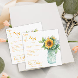 Cartão De Informações Detalhes do Casamento Rustic Sunflower Mason Jar