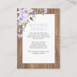 Cartão De Informações Detalhes do Casamento Rústico de Locais da Lavanda