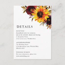 Cartão De Informações Detalhes do Casamento Rústico Roxo Vermelho Rosas