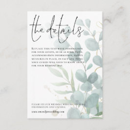 Cartão De Informações Detalhes do Casamento Script Azul Eucalyptus