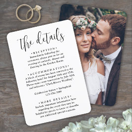 Cartão De Informações Detalhes do Casamento ・ Script Elegante de Foto e 