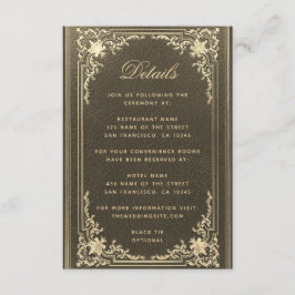 Cartão De Informações Detalhes do Casamento Script Elegante Dourado Vint