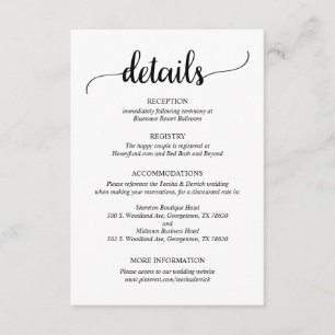 Cartão De Informações Detalhes do Casamento, Script Russo