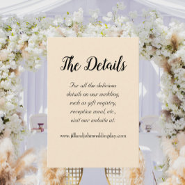 Cartão De Informações Detalhes do Casamento Simples Cor de Champanhe