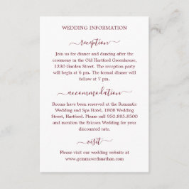 Cartão De Informações Detalhes do Casamento Simples da Caligrafia Modern