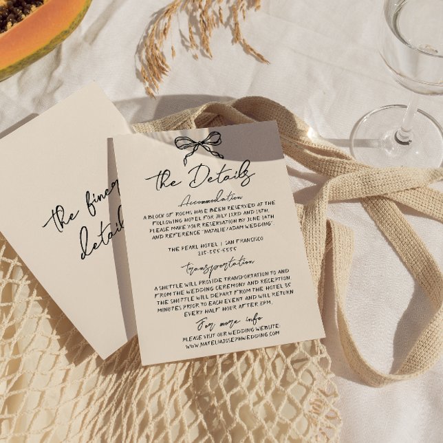 Cartão De Informações Detalhes do Casamento Simples Desenhado na Mão Ret (Criador carregado)