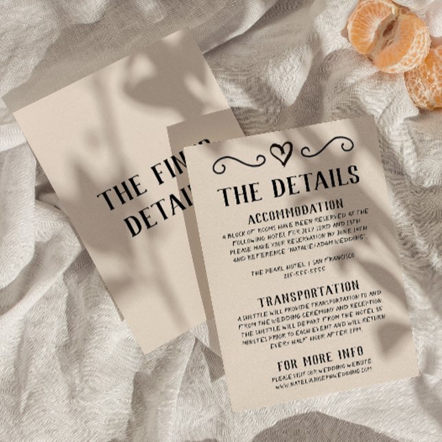 Cartão De Informações Detalhes do Casamento Simples Desenhado na Mão Ret (Criador carregado)