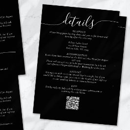 Cartão De Informações Detalhes do Casamento Simples do Script Elegante P