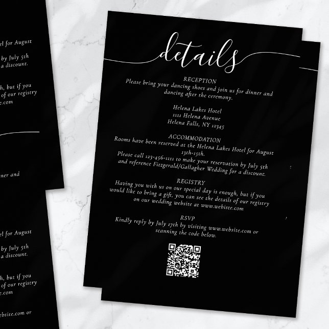 Cartão De Informações Detalhes do Casamento Simples do Script Elegante P (Criador carregado)