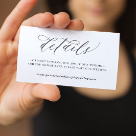 Cartão De Informações Detalhes do casamento simples e elegante