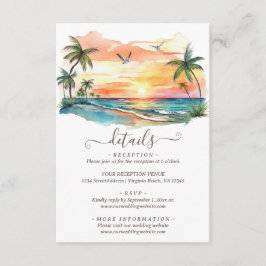 Cartão De Informações Detalhes do Casamento Solar da Praia Tropical de W