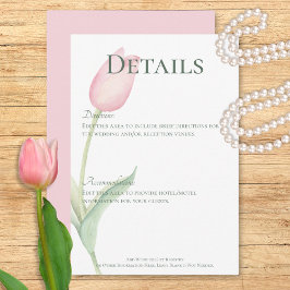 Cartão De Informações Detalhes do Casamento Solo da Tulip Rosa