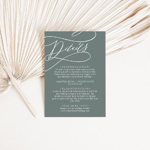 Cartão De Informações Detalhes do Casamento SOPHIA Elegante Verde Salvia