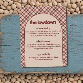 Cartão De Informações Detalhes do Casamento The Lowdown em Xadrez Vermel