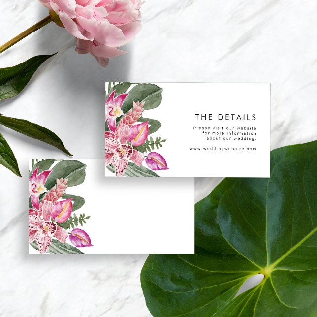 Cartão De Informações Detalhes do Casamento Tropical (Tropical Floral Wedding Details Enclosure Card by Painted Paperie
)