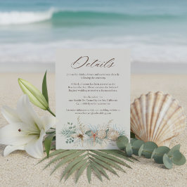 Cartão De Informações Detalhes do Casamento Tropical Boho na Praia