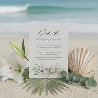 Cartão De Informações Detalhes do Casamento Tropical Boho na Praia