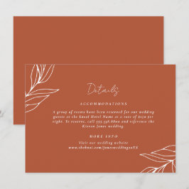 Cartão De Informações Detalhes do Casamento Tropical Boho Rust