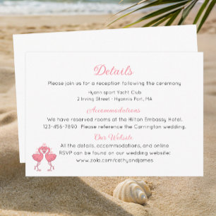 Cartão De Informações Detalhes do Casamento Tropical na Praia do Flaming