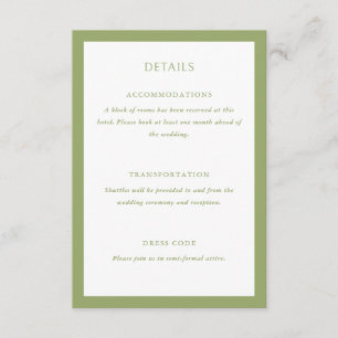 Cartão De Informações Detalhes do Casamento Verde