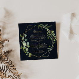 Cartão De Informações Detalhes do Casamento Verde Azul Dourado Geométric