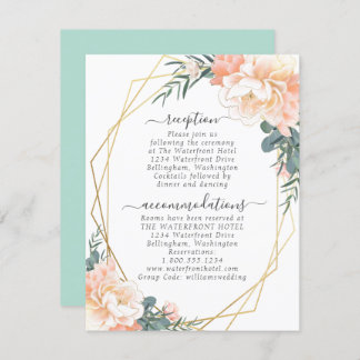 Cartão De Informações Detalhes do Casamento Verde da Casa da Casa Floral