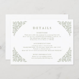 Cartão De Informações Detalhes do Casamento Verde da Eterno Floral Simpl