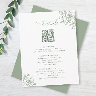 Cartão De Informações Detalhes do Casamento Verde do Classic Bloom Garde