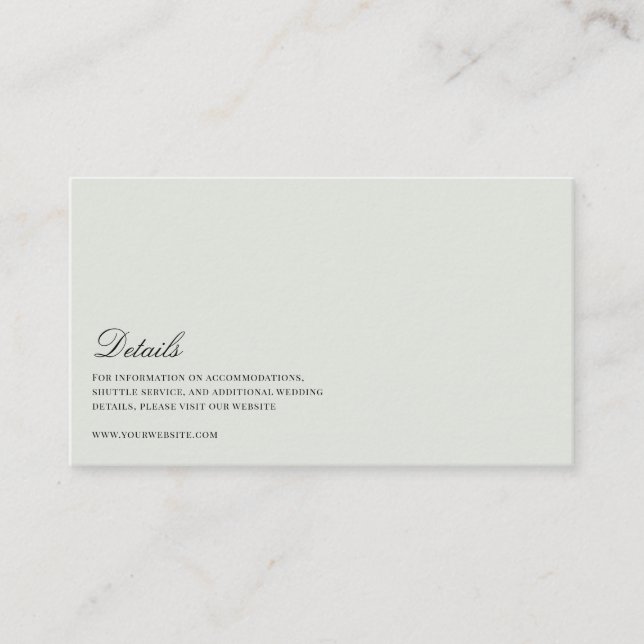 Cartão De Informações Detalhes do Casamento Verde Elegante de Black & Sa (Frente)