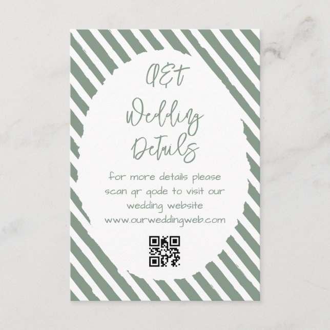 Cartão De Informações Detalhes do Casamento Verde Simples (Frente)