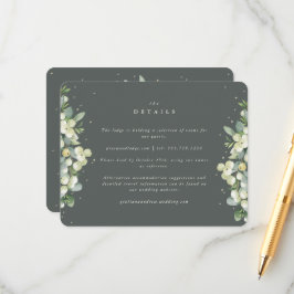 Cartão De Informações Detalhes do Casamento Verdes de Snowberry+Eucalypt