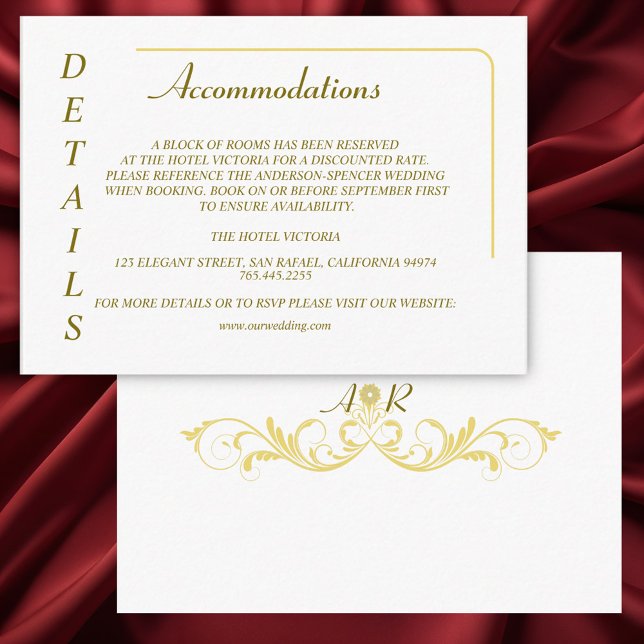 Cartão De Informações Detalhes do Casamento Victoriano Elegante (Criador carregado)