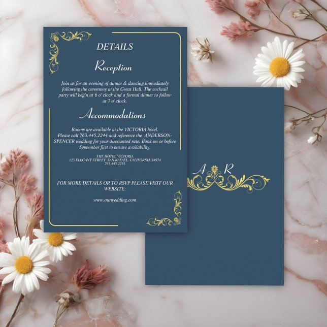 Cartão De Informações Detalhes do Casamento Victoriano Elegante (Criador carregado)