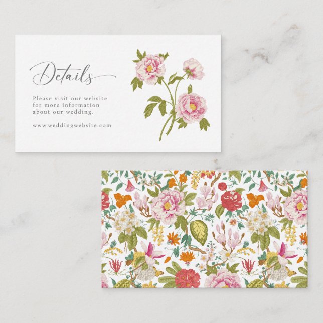 Cartão De Informações Detalhes do casamento vintage (Frente/Verso)