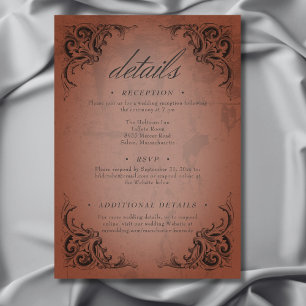 Cartão De Informações Detalhes do Casamento Vintage Bat Até a Morte Ferr