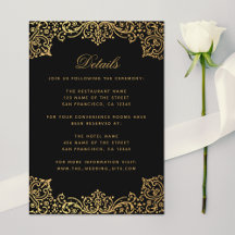 Detalhes do Casamento Vintage Dourado Preto Elegan