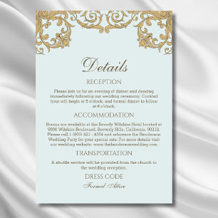 Cartão De Informações Detalhes do Casamento vintage Rococo Ornamentado A