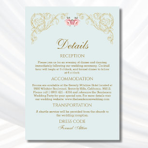 Cartão De Informações Detalhes do Casamento vintage Rococo Ornamentado A
