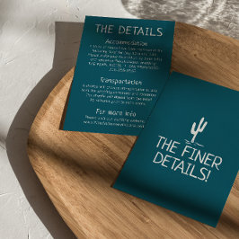 Cartão De Informações Detalhes do Casamento Western Cactus Modern Boho W