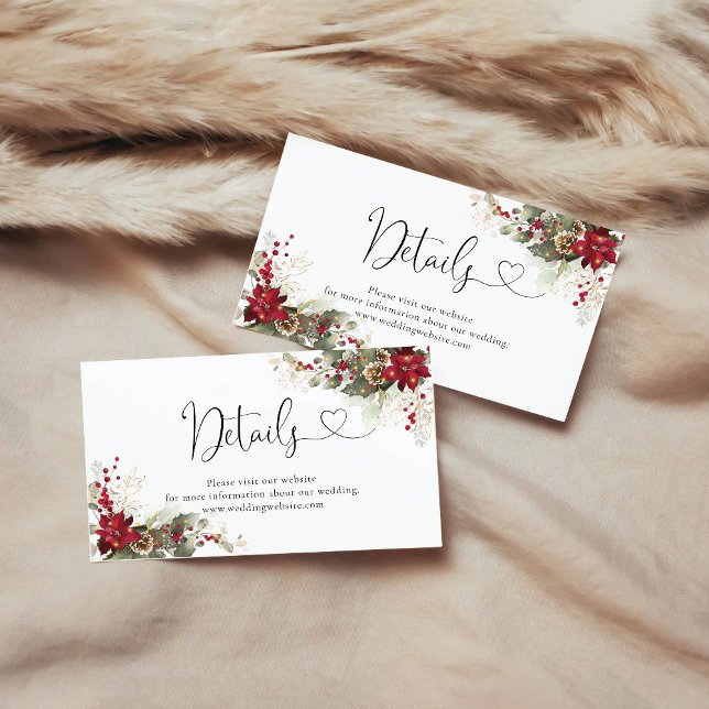 Cartão De Informações Detalhes do Chá de fraldas da Poinsettia Vermelha  (Criador carregado)