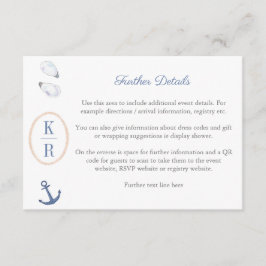 Cartão De Informações Detalhes do Chá de panela Monograma Costeiro Códig