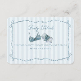 Cartão De Informações Detalhes do Chuveiro de Lingerie Azul Inserir