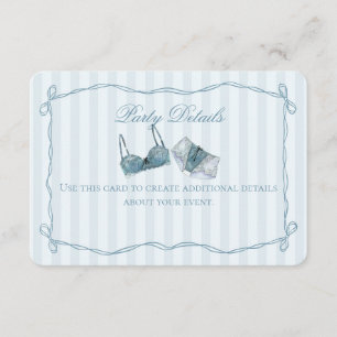 Cartão De Informações Detalhes do Chuveiro de Lingerie Azul Inserir
